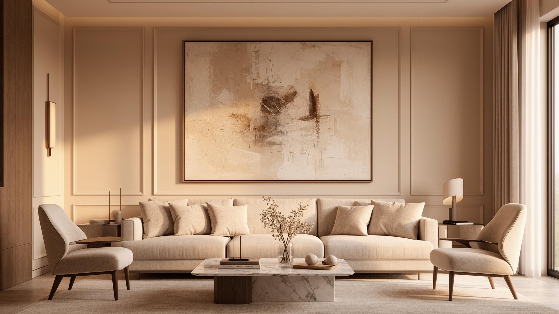Sala sofisticada com quadro decorativo de alto padrão